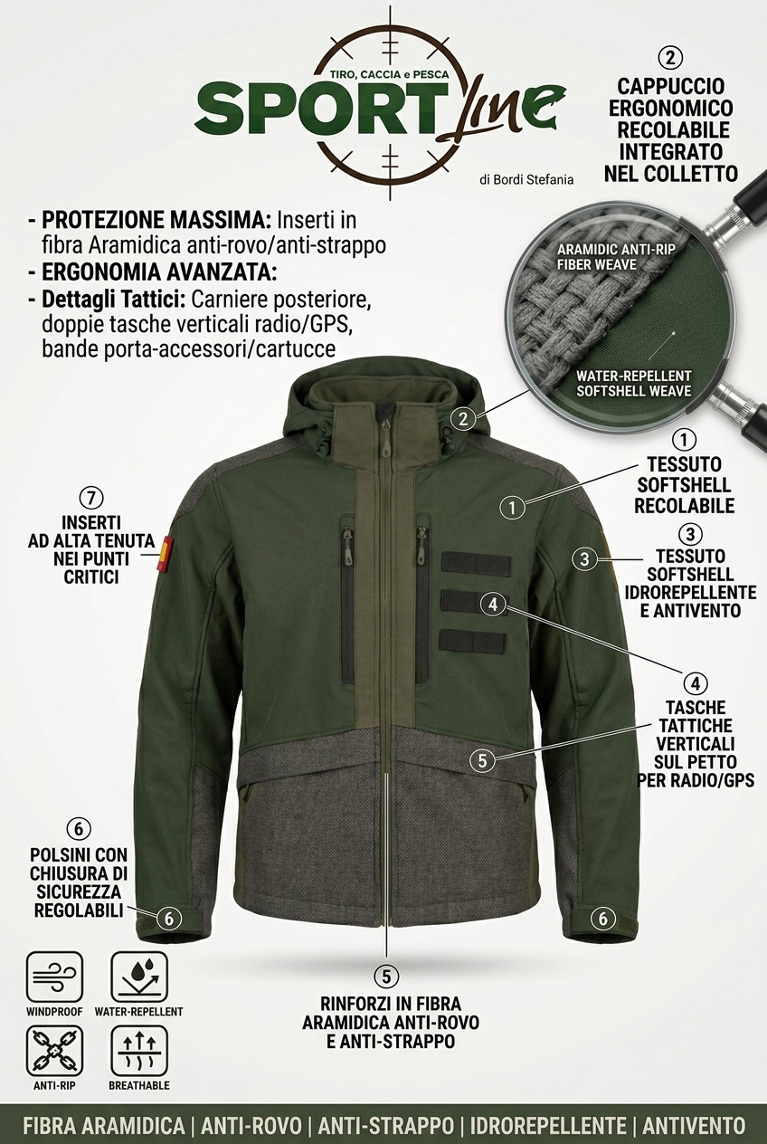 Giacca Tecnica Anti-Rovo Aramid – Softshell Ultra Resistente per Caccia e Bosco - immagine 5
