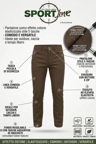 Pantalone Uomo 5 Tasche Elasticizzato Effetto Cotone – Outdoor & Tempo Libero