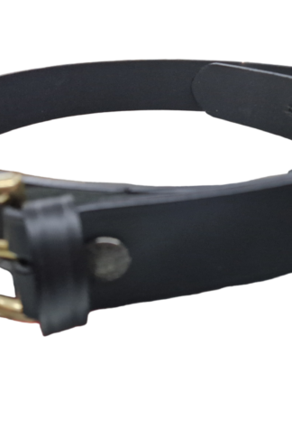 CINTURA IN CUOIO CON FIBBIA IN OTTONE COLORE NERO – H 4 CM